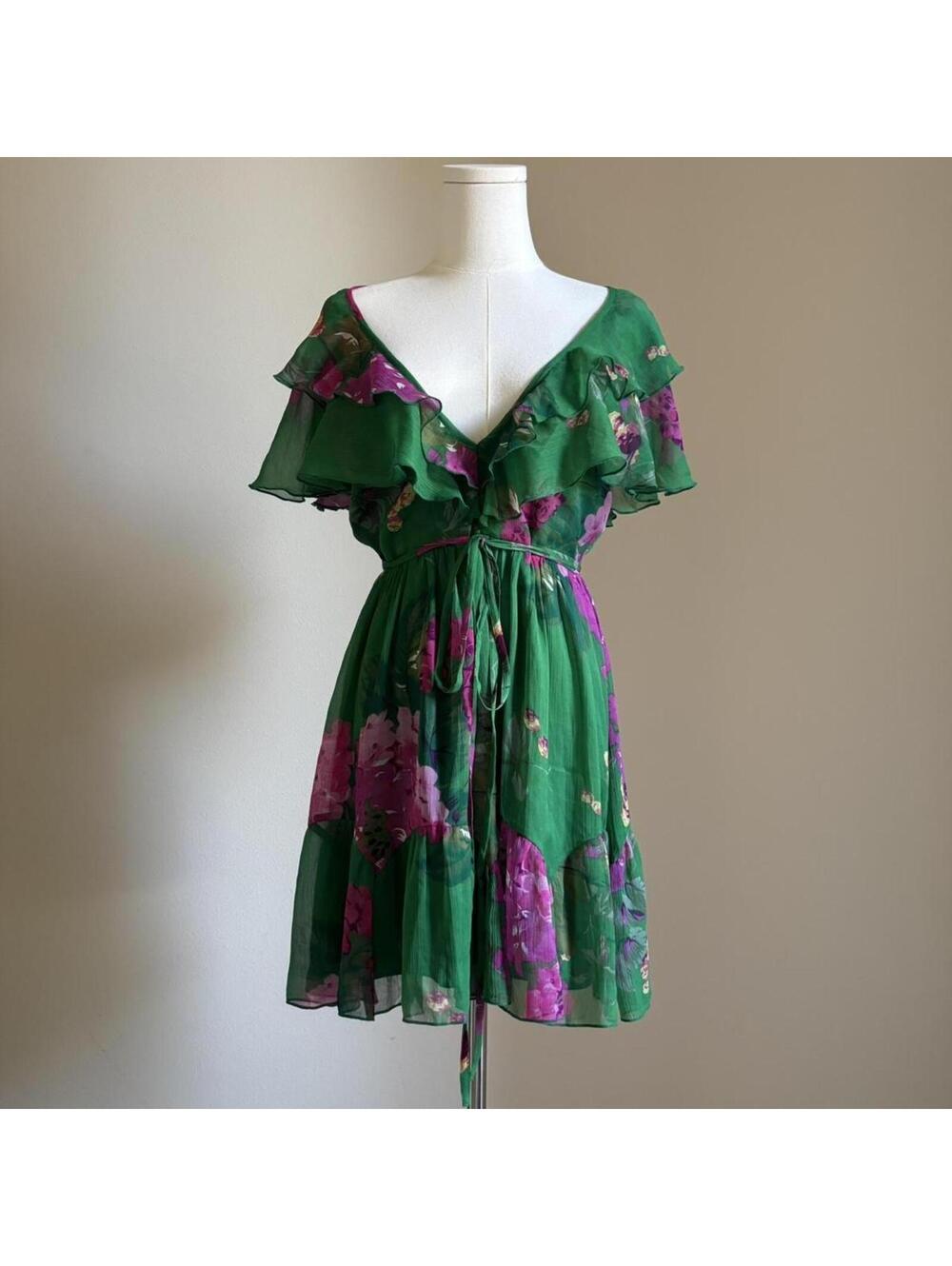 asos dreamy sheer green floral dress - Picture 6 of 8